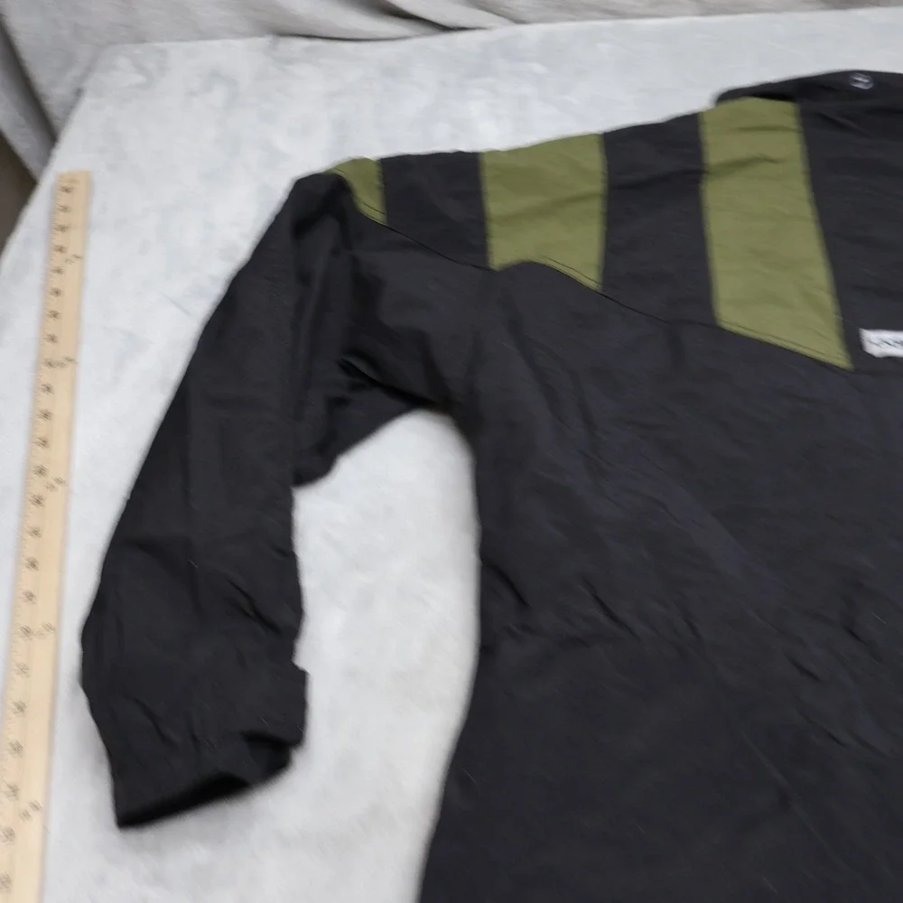 Adidas Jacket Mens Large Black Striped Light Full Zip Wind Rain Parka VTG 90s